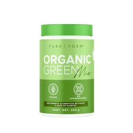 Pure Form Organic Green Mix – Suplemento Vegano en Polvo a base de Frutas y Verduras Orgánicas | Con Probióticos ProbioSEB Trio y Enzimas | Green Blend | 300 gramos | 60 porciones