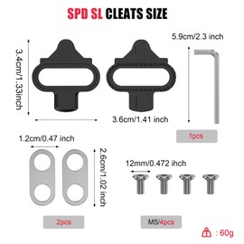 Ambienden SPD Cleats for Road Cycling Shoes | 2-Bolt KEO-Compatible Design | Durable Cleats Compatible with SPD SL Pedals | Ideal for Indoor Training, Outdoor Biking & Commuting (Sliver)