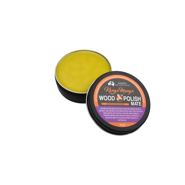 Kango Mango Wood Polish-mate, Traditional Furniture, Natural Wood Polish with Beeswax. Nourishes, protects dry wood. All Australian, Free from petroleum, chemicals & toxins. For all wood types 3.5oz