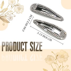 4Pcs Rhinestone Hair Clips Metal Snap Hairpins,Crystal Hair Barrettes Accessories for Girls Women,Bridal,Party,Wedding,Prom(2Pcs Silver 2Pcs Black)