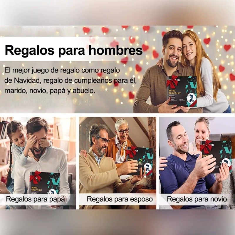 NIBEAUSL Kit Barbería Barba Cuidado Rasurar Hombres Caballero Regalo