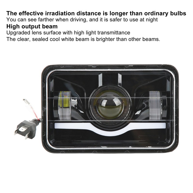 Truck Front Square LED Headlight with High Low Beam DRL