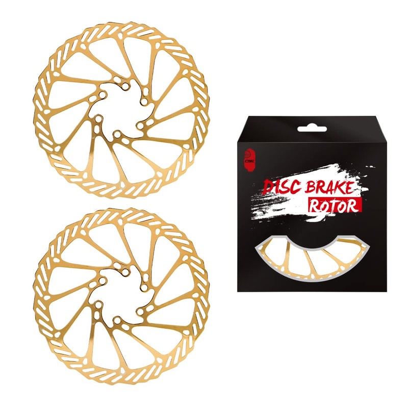CNC Bike Disc Brake Rotor 160mm，MTB Brake Rotor With Bolts，2pcs（Gold）