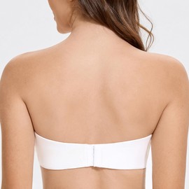 MELENECA Women's Strapless Bra for Large Bust Minimizer Unlined Bandeau with Underwire White 32A