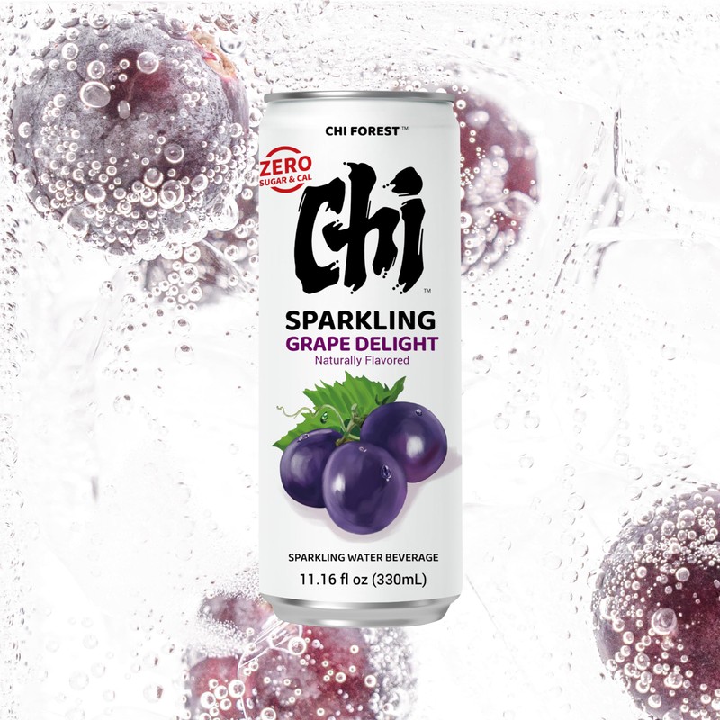 CHI FOREST Sparkling Water Beverage, Peach & Grape drinks, Zero