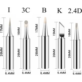 5Pcs 900M Soldering Iron Tips - Soldering Iron Needle Tips - Universal Lead-Free Soldering Tips Set for Electronic Repairs, DIY, and Welding Tools (I+B+K+2.4D+3C) - Silver