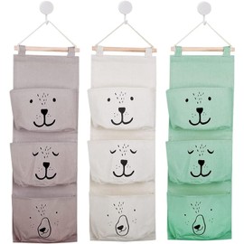 PacuM 3 Pcs Wall Hanging Storage Bags Hanging Organiser Pockets Waterproof Back of Door Hanging Storage with 3 Pockets for Bedroom, Bathroom, Closet, Wardrobe