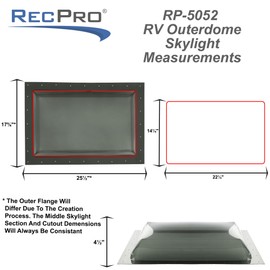 RecPro RV Skylight Outer Dome | 14" x 22" Universal Outer Skylight (White)