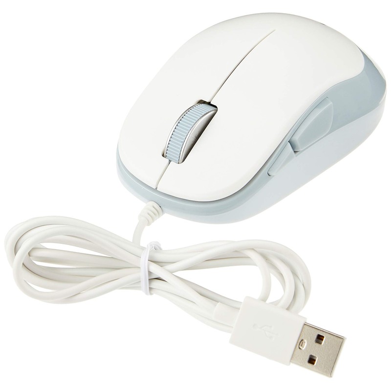 Elecom M-Y9UBWH Blue LED Mouse, EPRIM, Wired, 5 Buttons, White