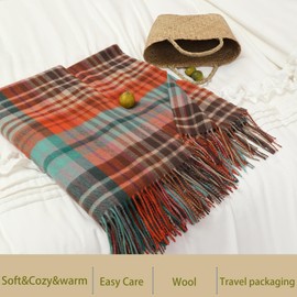 Wool Throw Blanket of Plaid Tartan Checkered Soft Warm Fluffy, Indoor & Outdoor Fashion Throws Blankets,55" x 83"(140 x 210cm) 1.5lbs
