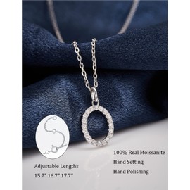 IMOLOVE Moissanite Pendant Necklace for Women Initial Necklaces Sterling Silver letter Necklace Jewelry for Women in 18K White Gold-O