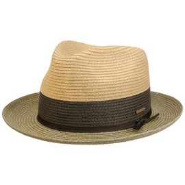 Stetson Dovito Fedora Straw Hat UV Protection Women Men Summer, Natural green, L