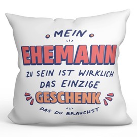 MUGFFINS HUSBAND Cushion Padding included - in German - Geschenk das du Brauchst - Funny gift - Pillow: cover and filling 15.7x15.7 inches