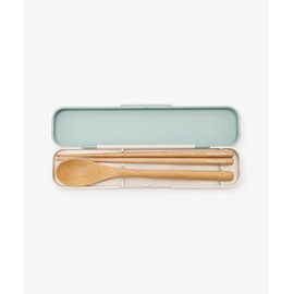 Afternoon Tea Living Lunch Box, JJ22, Yamanaka-nuri Logo Works Antibacterial Lunch Cutlery Set, Green