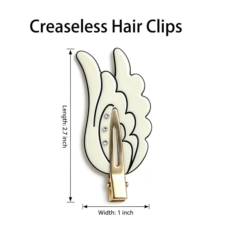 4 PCS Angel Wing Hair Clips with Rhinestones, No Bend