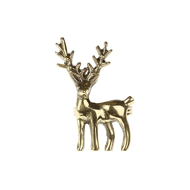 Macosa WV50593 Set of 6 Napkin Rings Deer Gold Napkin