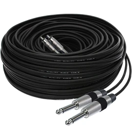 1STec 10m Professional Grade Extra Long Audio Lead with 2 x 6.3mm Jack to 2 x RCA Male Phono Plugs for Stereo or Mono Signal Extension Active Subwoofer Speaker to Mixing Desk Transfer 10 Metre