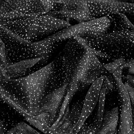 Sewdudely - Tela de lentejuelas plateadas brillantes de tul negro de 60 pulgadas por el patio para novia, boda, decoración de fiesta, vestido de tul, disfraz, envoltura de regalos, manualidades, 5