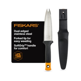 Fiskars Hori Hori Garden Knife with Sheath, Multi-Purpose Heavy Duty Gardening Hand Tool for Weeding, Planting, Digging with Hanging Hole | Fiskars