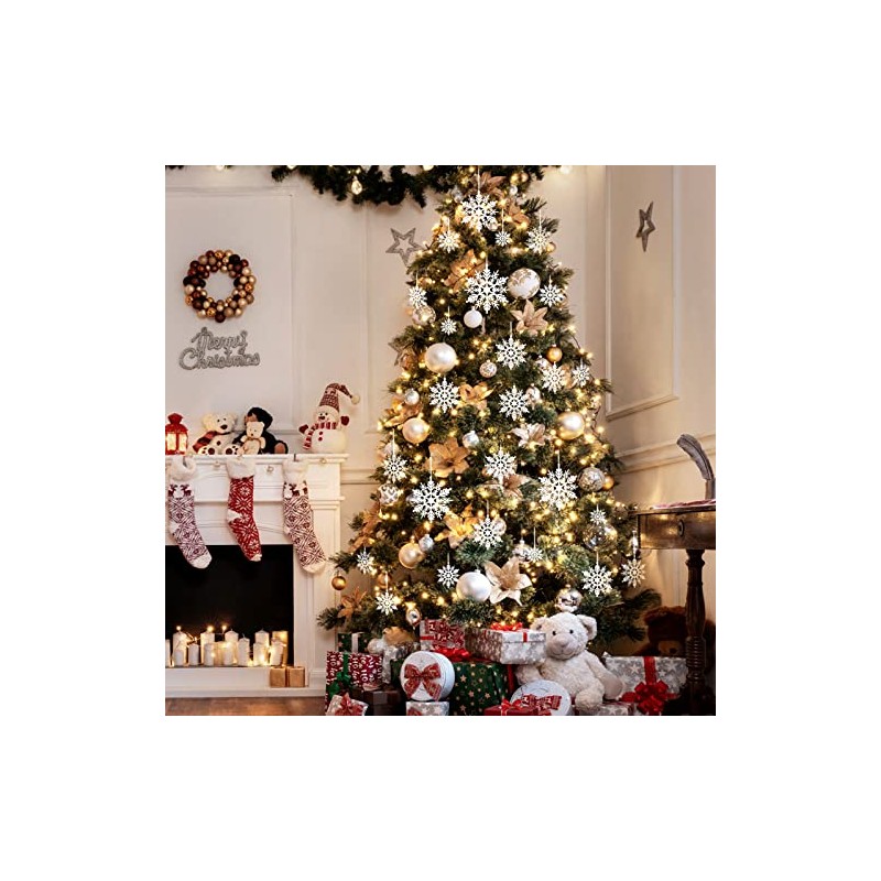 Naler 50 Copos de Nieve para Árbol de Navidad Blancos