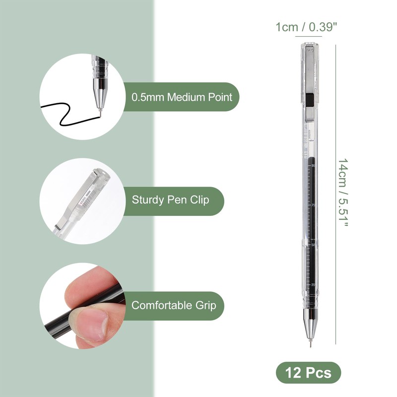M&G Gel Pen Medium Point 0.5mm, 12 Pcs Smooth Black