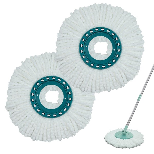 GFRED Pack of 2 Mop Replacement Compatible with Leifheit Clean Twist Disc Mop Systèmes Mop Head Replacement Microfibre Very Absorbent, Suitable for All Floor Types