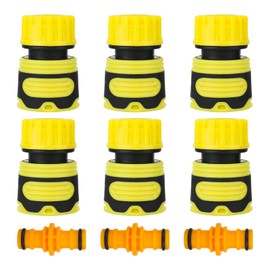 Trendecor Hose Coupling Set 6 Pieces Hose Connector 1/2 Inch + 3 Pieces Double Plug Hose Connection, Hose Coupling for Hose Extension, Hose Connection 13 mm for Family Garden