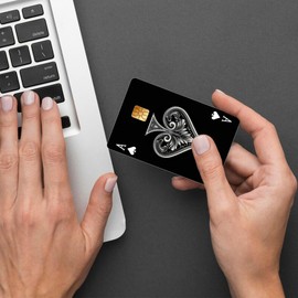 Peacoblue Bank Card Sticker Poker Cards A Credit Debit Card Custom Skin Cover Protector, 4 Styles Waterproof Scratch-Proof and Attractive Decal for Most Popular EBT Transportation Key Card