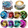Dmiuhbl 8Pcs Diamond Painting Coasters with Holder Absorbent Coffee Tea