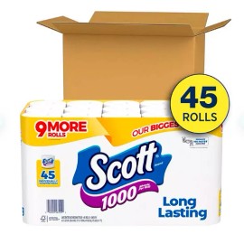 Scott 1000 1-Ply Toilet Paper 45 rolls, 1,000 sheets/ roll   Free Shipping
