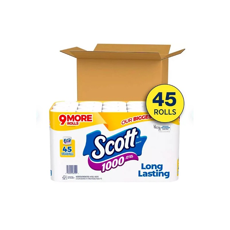 Scott 1000 1-Ply Toilet Paper 45 rolls, 1,000 sheets/ roll