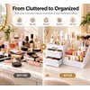 9-Grid Makeup Organizer for Vanity Storage – White Plastic Drawers