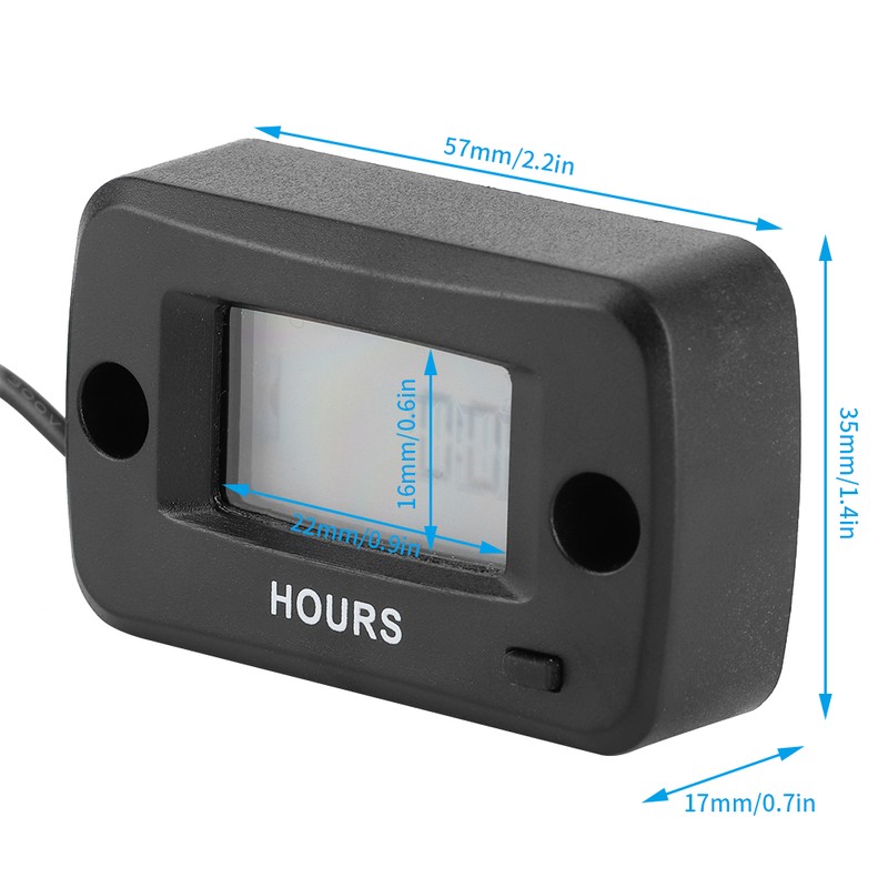Engine Hour Meter Digital LCD Display Gauge Vibration Activated Waterproof