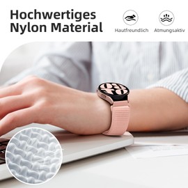 Upeak Nylon Watch Strap 18 mm Compatible with Garmin Venu 3S Venu 2S Vivoactive 4S Vivomove 3S, Sport Solo Loop Bracelet for Garmin Forerunner 255S 255S Music 265S, Pink