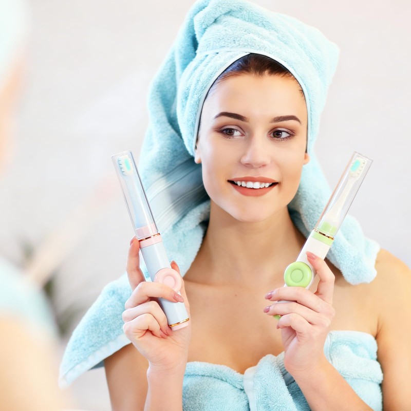 SAMIQU Portable Travel Toothbrush Set–Mini Toothbrush with Built-in Toothpaste Container