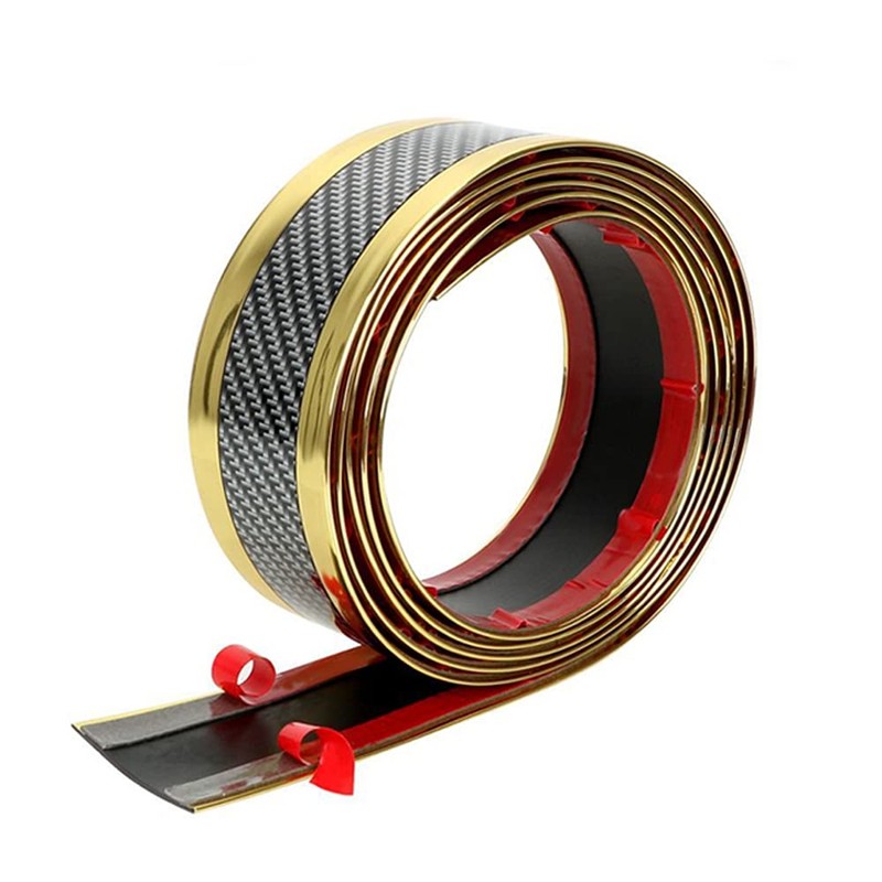 ETOPARS Car Door Sill Protector Strips Carbon Fiber Gold Auto
