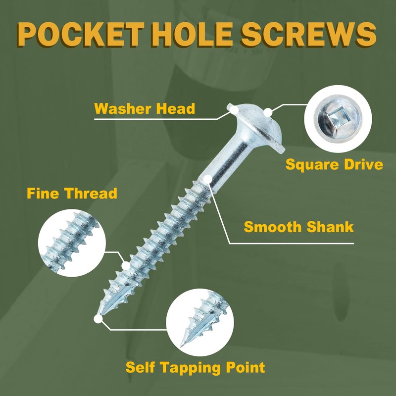 LIONMAX Pocket Hole Screws Fine Thread #8 x 1-1/4 Inch,