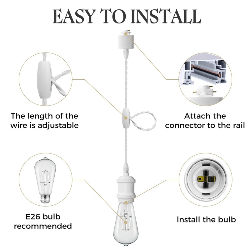 Fiabtool Universal H-Type Modern Pendant Track Lights Kit with 3