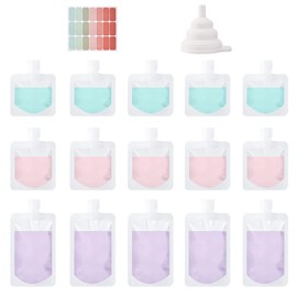 JETOP 15Pcs Travel Toiletry Containers, Frosted Pouches for Liquid, Travel Fluid Bags, Sub Bags Travel, Travel Bottles for Toiletries, Liquid Pouches for Lotion Shampoo Face Cream (30/50/100ml)