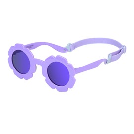 COCOSAND Flower Polarized Toddler Sunglasses with Strap for Little Kids Girls 2-6 Year Old