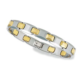 Men's Tungsten Carbide Bracelet with Ionic Plated Connector Links Gold Plated