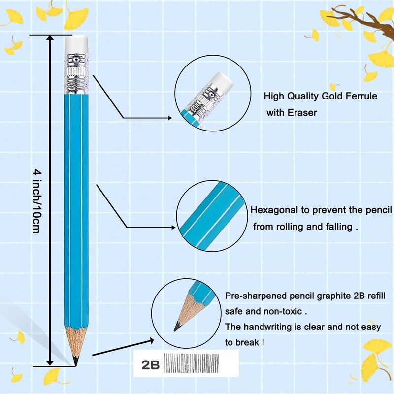 Adhere 25pcs Golf Pencils with earser Hexagon Wooden Pencils Graphite