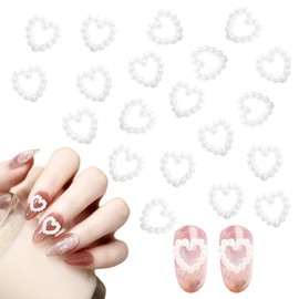 Nail Parts, Pearl, Approx. 100 Pieces, 3D, Heart-Shaped, Nail Pearl, White, Large, Nail Deco Parts, Nail Art, Jewelry Parts, 0.4 inches (10 mm)