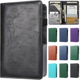EcoVision Leather Waiter Book with Zipper Pocket - Server Booklet Restaurant Waitstaff Organizer, Guest Check Book Holder Fits Server Apron