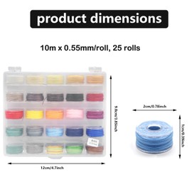 OMIGA 25 Rolls Waxed Cotton Cord 250 m x 0.55 mm Waxed Cord Satin Cord for Jewellery Making Wax Thread Cotton Cord Jewellery Band Cord Hand Sewing Thread (25 Colours)