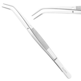 Schwertkrone Curved tweezers anatomically with guide pin offset grooved - stainless steel