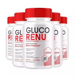 Gluco Renew 5-Pack Gluco Renu, Glyco Optimizer Blood Balance GlucoRenu Pills - 300 Capsules