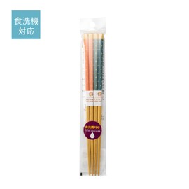 Asahi Koyo T-51 Chopsticks Dishwasher-safe, 9.1 inches (23 cm), Pink/Blue, Set of 2, Made in Japan, Wooden, Tip Corner Wood Grain Dots