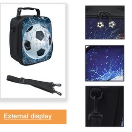 GOXUNYUAN Lunch Tote, 2019 Upgrade Insulated Football Lunch Bag- Waterproof Reusable Lunch Box Portable Meal Bag Ice Pack for Kids Boys Girls -Blue