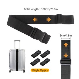 FDEETY Pack of 4 Luggage Straps for Suitcases Tie Down Strap Luggage Straps Luggage Strap Safe Travel Suitcase Strap Eye-catching Suitcase Protection Adjustable Elasticity Suitcase Strap Suitcase